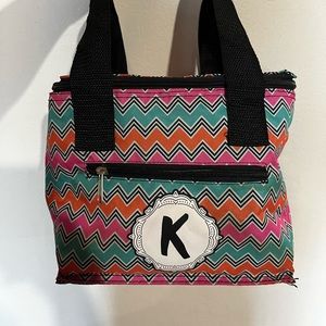 “K” initial lunch bag